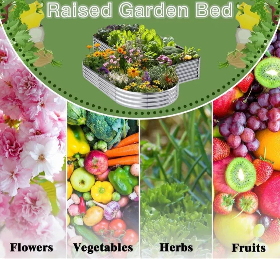 Galvanized Raised Garden Bed 8x4x1ft,Raised Planter Box Outdoor for Vegetables Flowers,Metal Raised Garden Bed for Fruits Herbs,Large Planter Raised Bed - Selzalot