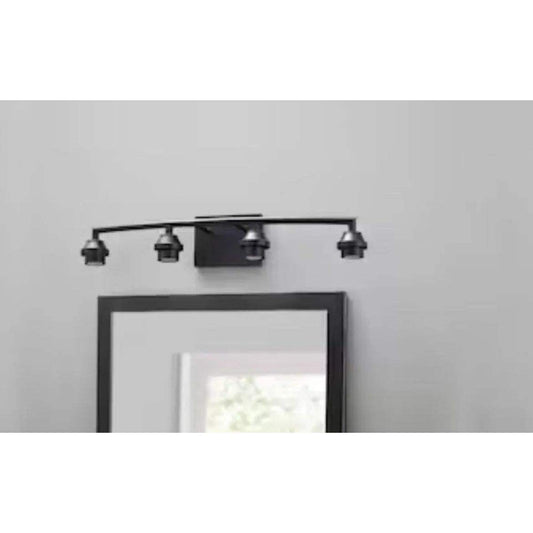 Style Selections 26.75-in 4-Light Black Transitional Vanity Light - Selzalot