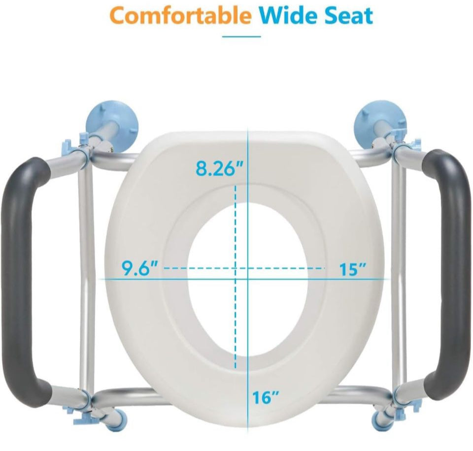 OasisSpace Stand Alone Raised Toilet Seat 300lbs - Medical Raised Commode Toilet with Splash Guard and Safety Frame, Height Adjustable Legs, Bathroom - Selzalot