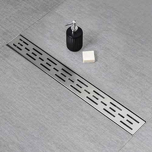SaniteModar Linear Shower Drain, High Flow Rate Removable Grate Shower Drain 32 inch,Brushed 304 Stainless Steel Linear Drain with Hair Strainer, - Selzalot