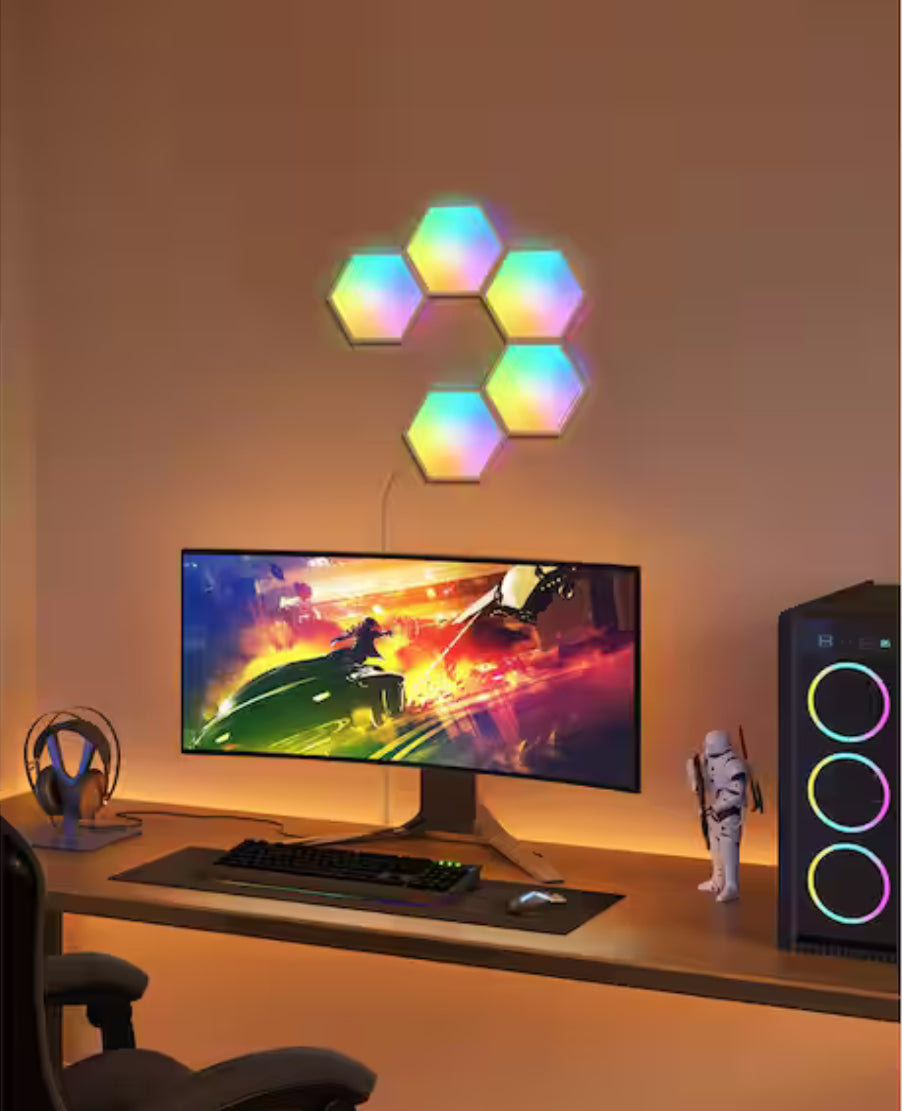 Govee Glide Hexagon Smart Color Changing Plug-In Wi-Fi Enabled Integrated LED Light Panels (5-Piece)