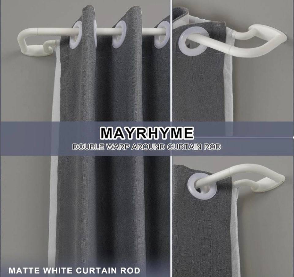 Mayrhyme 4.7太 1,949 Double Curtain Rods Matte White,Room Darkening Curtain Rod for 28-48 Inches, Adjustable 3/4 Inches Front and 5/8 Inches Back Quali - Selzalot