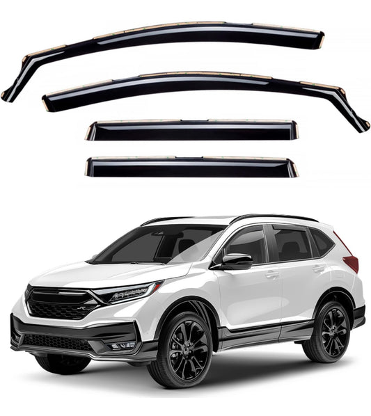 GrandWheel Co Smoke Tinted in-Channel Side Window Vent Visor Deflectors Rain Guards Compatible with Honda CR-V 2017- 2022 - 4pcs. GW0217