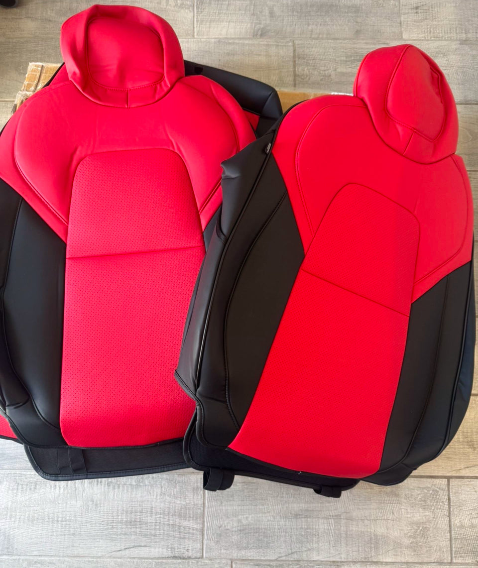 Open Box Meekoomay Seat Cover for Tesla Model Y Red and Black Tesla Car Seat Cover 12PCS