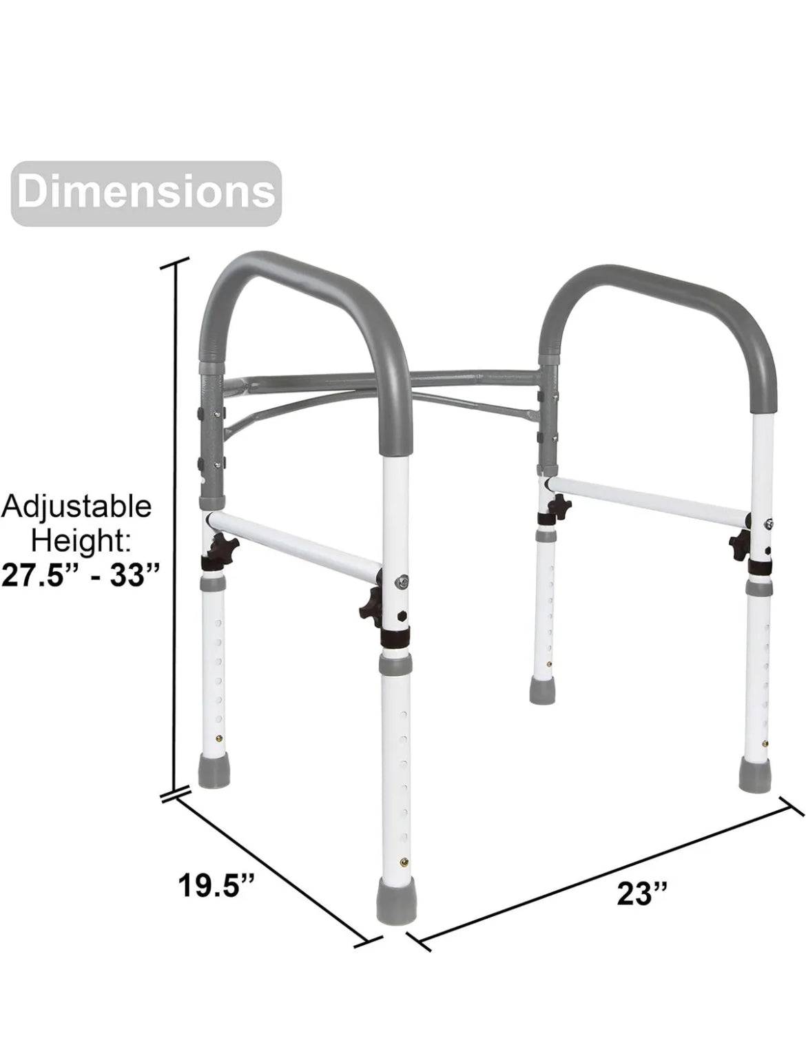 Vaunn Deluxe Folding Safety Toilet Rail, Adjustable Toilet Safety Frame, Gray - Selzalot