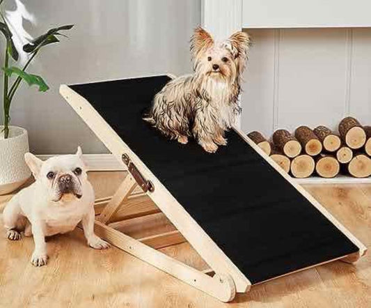 Woohoo Dog Ramp for Bed- 18" Extra Wide - Non-Slip Rubber Surface - Folding Wooden Pet Ramp for Bed and Couch - Dog Ramp for Large, Small, Old Dogs - - Selzalot