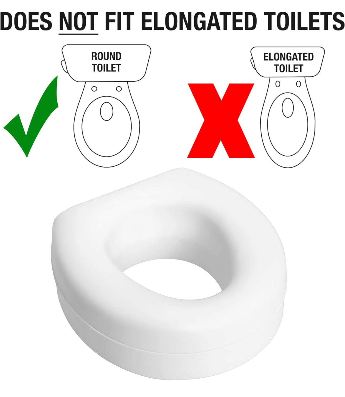 HealthSmart Raised Toilet Seat Riser That Fits Most Standard (Round) Toilet Bowls for Enhanced Comfort and Elevation with Slip Resistant Pads, FSA HSA