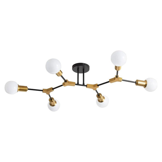 Epinl Modern Sputnik Light Fixture 6-Lights Chandelier Black and Gold Chandelier Metal Semi Flush Mount Ceiling Light for Bedroom Living Room Hallway.E26 Socket - Selzalot