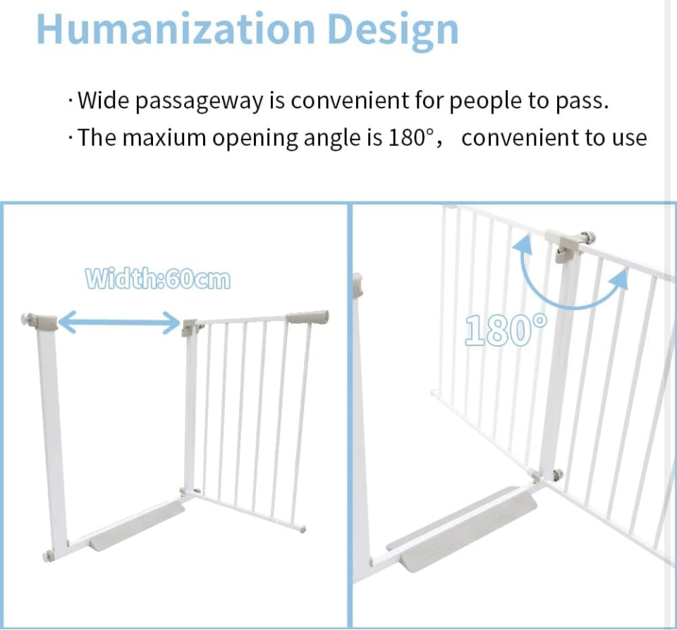 Qmon Baby Gate for Stairs, Auto Close Safety Baby Gates, Extra Tall and Wide Child Gate, Easy Walk Thru Durability Dog Gates for The House, Doorways.