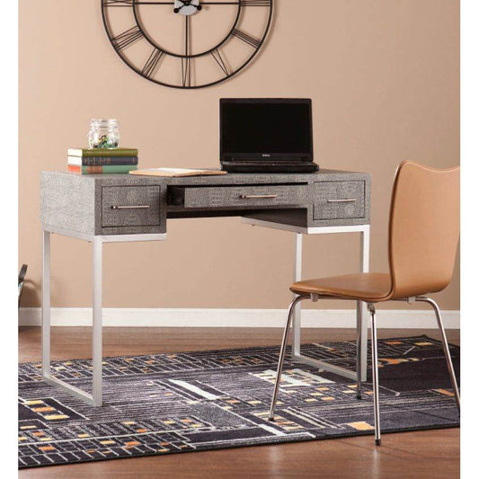 Southern Enterprises Carabelle Reptile 43"W Writing Desk, Black/Gray/Silver - Selzalot