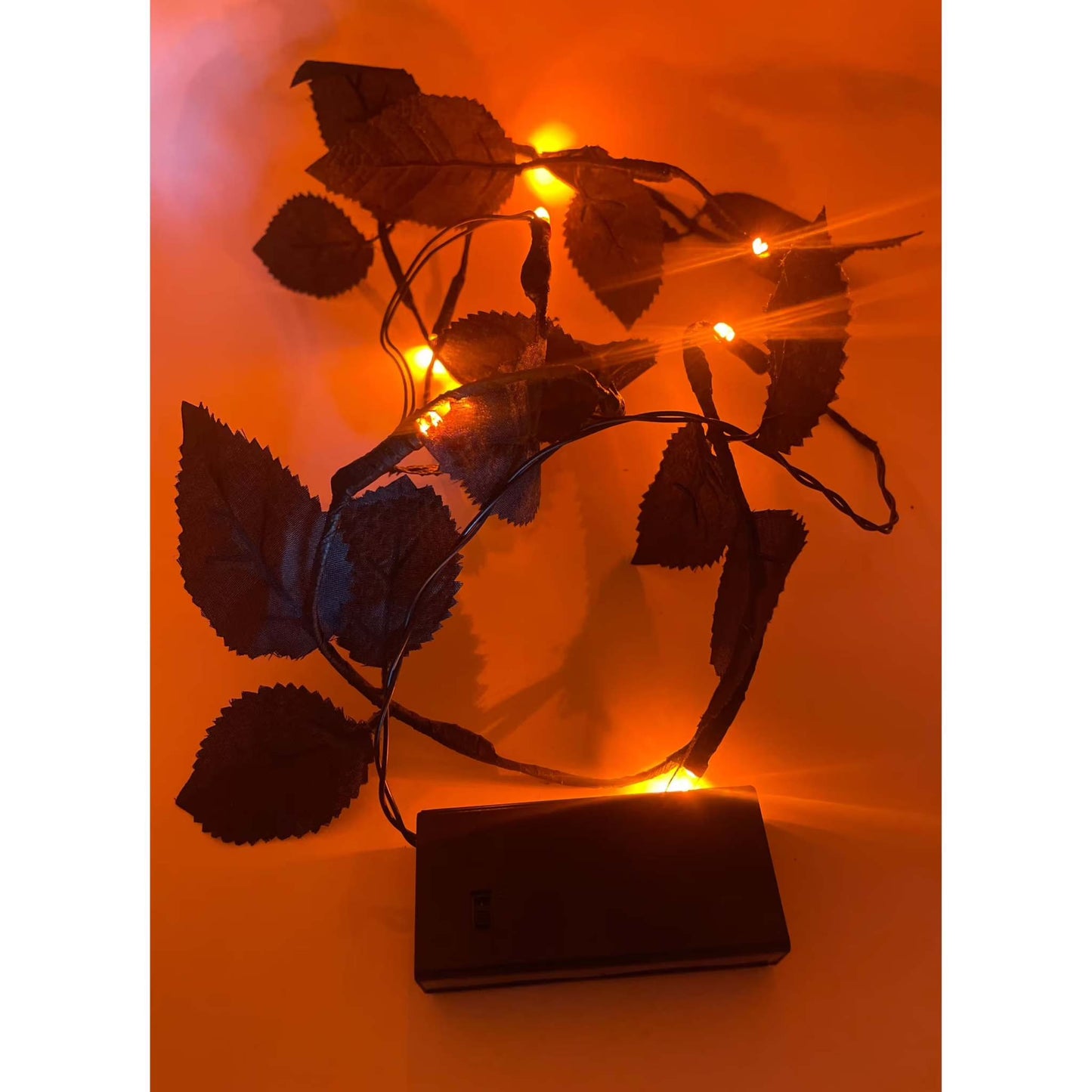 Seasonal Specialties Black Leaf Led Garland Lights Halloween Orange Lights. - Selzalot