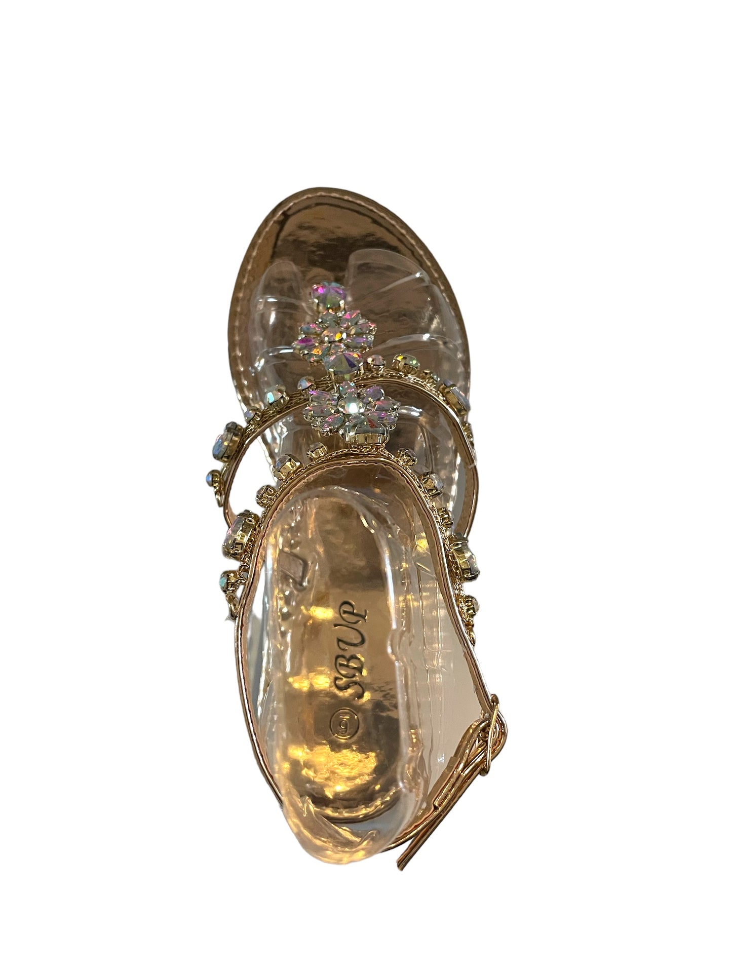 SB UP LS-01 Rose Gold with Gems Sandals - Selzalot