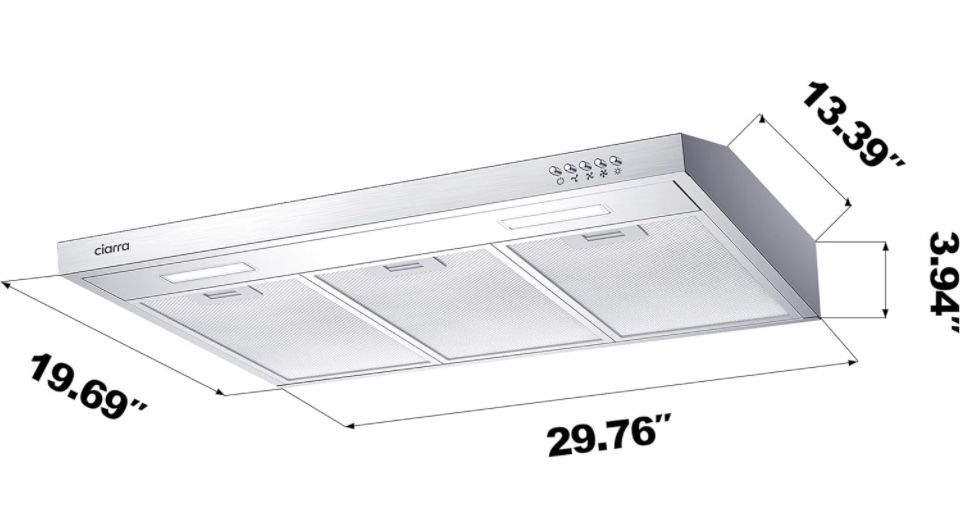 CIARRA Ductless Range Hood 30 inch Under Cabinet Hood Vent for Kitchen Ducted and Ductless Convertible CAS75918A