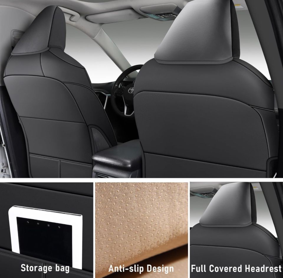 TZAUT-AXLE Leather Car Seat Covers for Toyota RAV4 Hybrid 2019 2020 2021 2022 2023 2024 LE Limited XLE, Non-Slip Full Set Automotive Vehicle Cushion