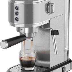 Larinest Espresso Machine with Milk Frother, Stainless Steel Espresso Maker, 20 Bar Espressoe Machine with 41 oz Removable Water Tank, Small Espresso