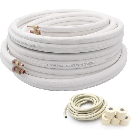TADERUILY 50 Ft Air Conditioning Copper Tubing Pipe Extension, 1/4" 1/2" 3/8" PE Thickened for Mini Split AC and Heating Equipment Insulated Coil Line