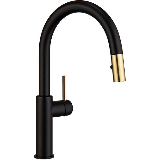 Darnok 79723BX Mia Kitchen Sink Faucet with Pull Down Sprayer, Matte Black/Luxe Gold - Selzalot
