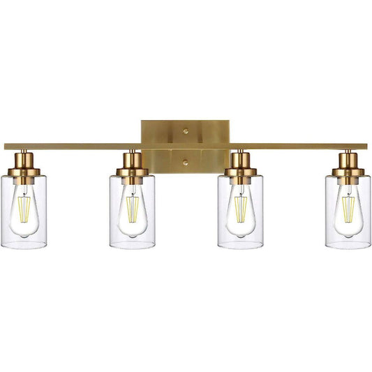 Vanity Lights Fixtures TULUCE 4 Light Bathroom Light Brass Gold Wall Light with Clear Glass Shade, Modern Bathroom Wall Sconce Lighting for Bath, Living Room, Bedroom, Stairs, Gallery, Restaurant - Selzalot