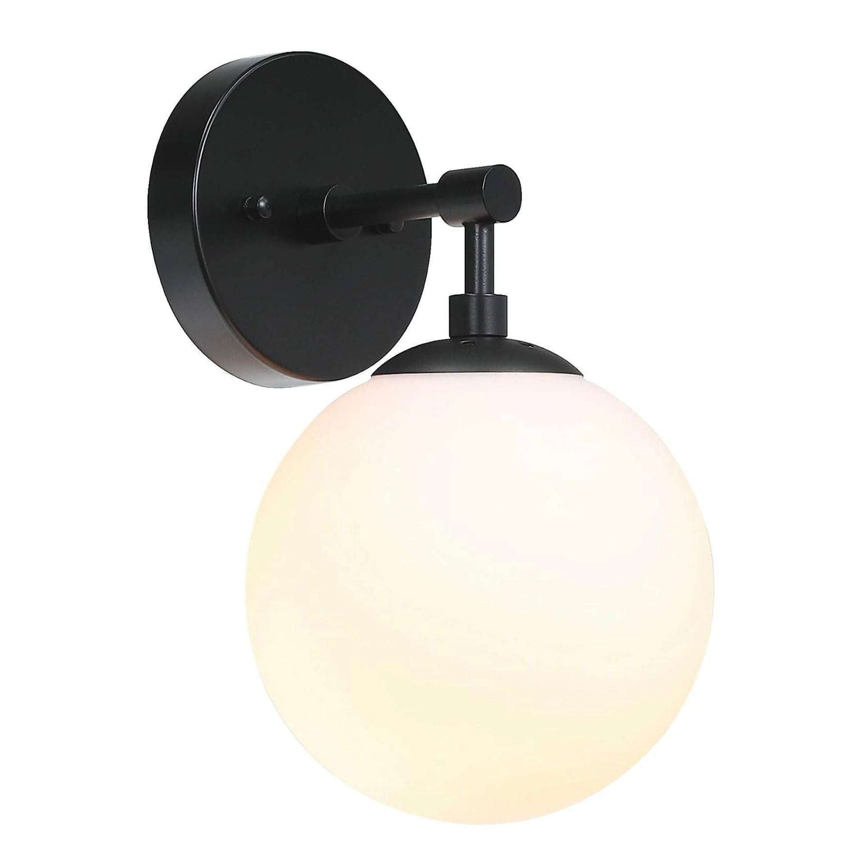 XiNBEi Lighting Wall Light 1 Light Vintage Wall Sconce with Globe Glass, Bathroom Vanity Light in Matte Black for Bathroom & Bedroom XB-W1211-MBK - Selzalot