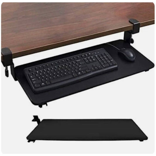 Sand Daily Clamp on Keyboard Tray, Adjustable Ergonomic Design, Easy to Use with Sliding Under Desk and Mouse Platform, Keyboard Drawer Wrist Rest for Long-Term Use and Fatigue Reduction, Black - Selzalot