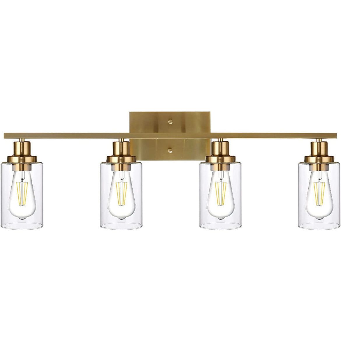 Vanity Lights Fixtures TULUCE 4 Light Bathroom Light Brass Gold Wall Light with Clear Glass Shade, Modern Bathroom Wall Sconce Lighting for Bath, Living Room, Bedroom, Stairs, Gallery, Restaurant - Selzalot