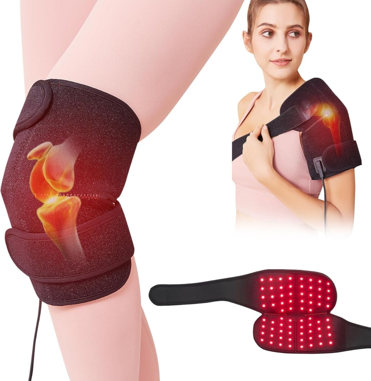 ALDIOUS Near Infrared & Red Light Device for Knee, LED Red-Light-Therapy Knee Wrap for Men and Women.