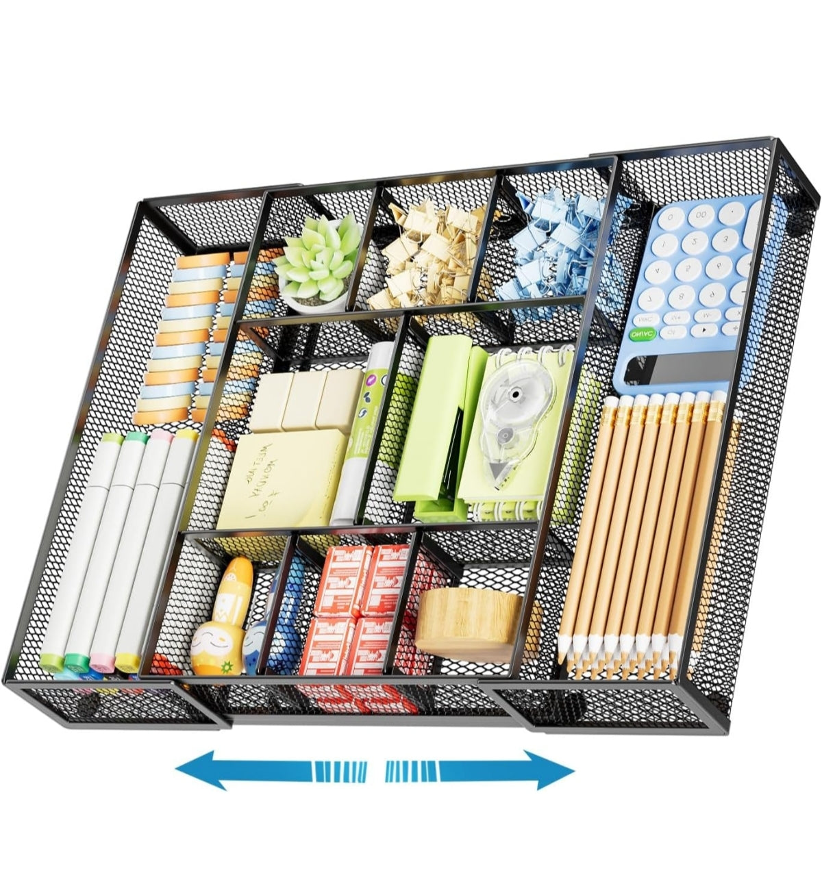 Open Box Marbrasse Expandable Desk Drawer Organizer, Mesh Drawer Organizer Tray