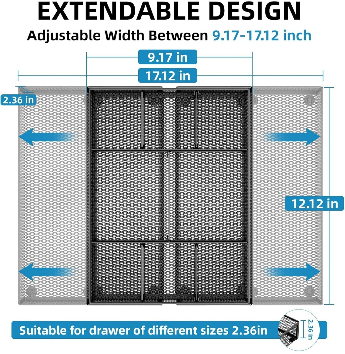 Open Box Marbrasse Expandable Desk Drawer Organizer, Mesh Drawer Organizer Tray