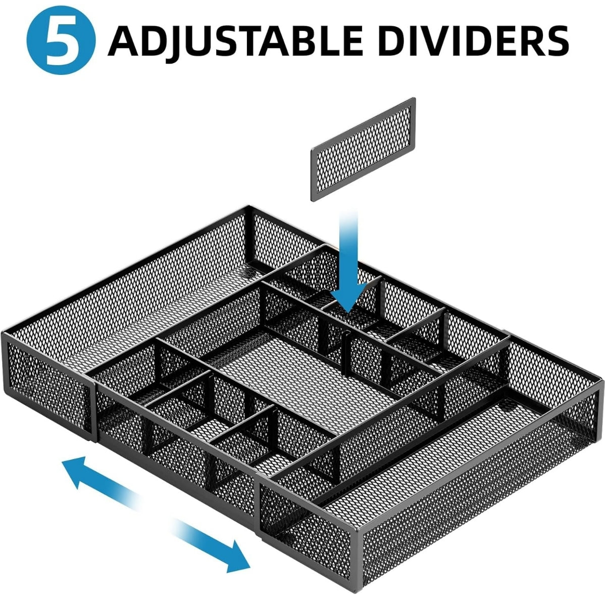 Open Box Marbrasse Expandable Desk Drawer Organizer, Mesh Drawer Organizer Tray