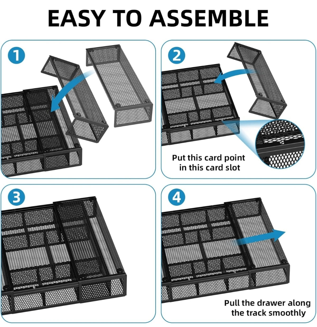 Open Box Marbrasse Expandable Desk Drawer Organizer, Mesh Drawer Organizer Tray