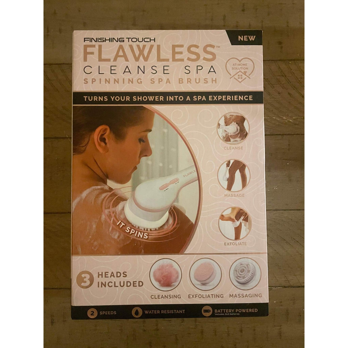 Flawless Cleanse Spa Shower Wand Cordless Spinning Bath Brush - Selzalot
