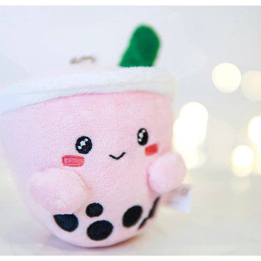 ABC Boba Tea Plush Pink Berry Cute Stuffed Animal Toy for Wallet, Backpack or Purse 5" - Selzalot