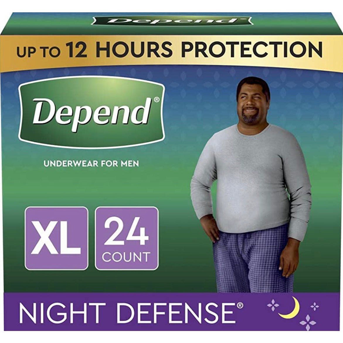 Depend Night Defense Adult Incontinence Underwear for Men, Overnight, Disposable, X-Large, 24 Count (2 Packs of 12) (Packaging May Vary) - Selzalot