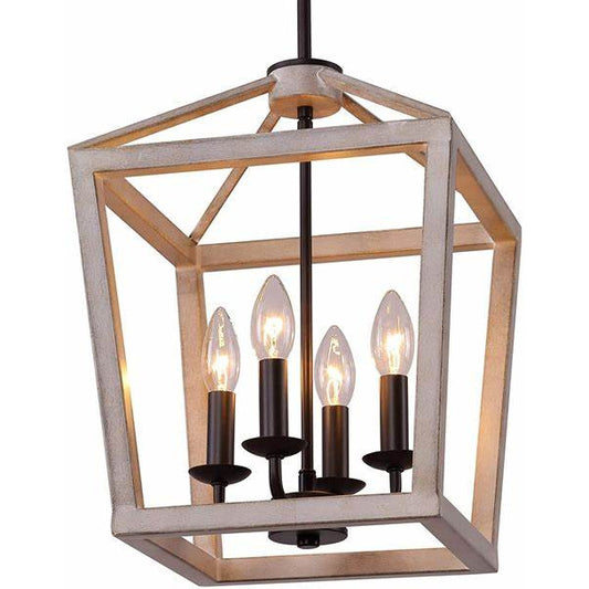 Farmhouse Rustic Chandelier Light Fixture Oak White ORB - Selzalot