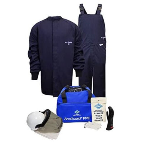 National Safety Apparel KIT2SC113X08 ArcGuard Ultrasoft Arc Flash Kit with Short Coat and Bib Overall, 12 Calorie, 3X-Large, Size 8, Navy - Selzalot