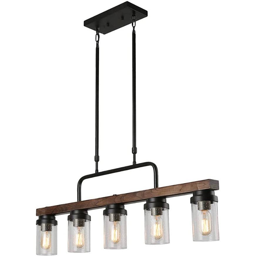 Anmytek Kitchen Island Pendant Lighting with Bubble Glass Shade Industrial Rustic Chandelier Retro Ceiling Light or Edison Vintage Hanging Light Fixture 5-Lights (C0039) - Selzalot