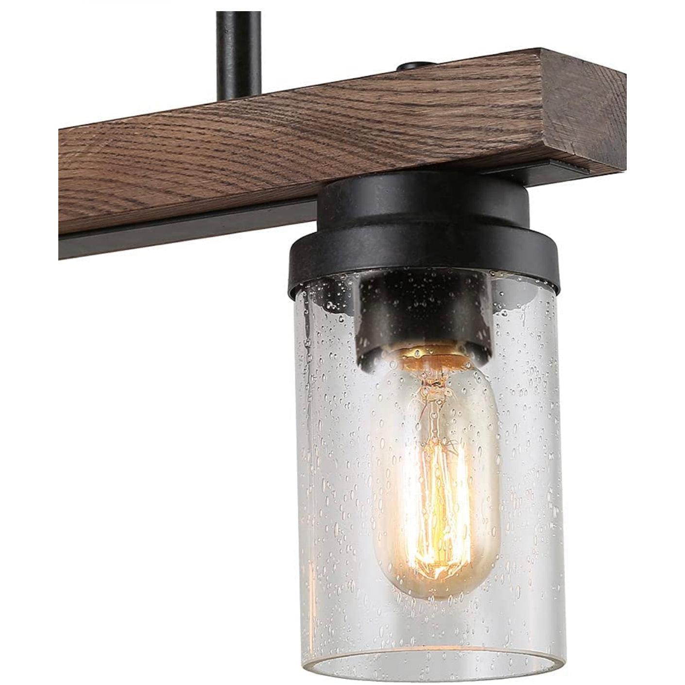 Anmytek Kitchen Island Pendant Lighting with Bubble Glass Shade Industrial Rustic Chandelier Retro Ceiling Light or Edison Vintage Hanging Light Fixture 5-Lights (C0039) - Selzalot