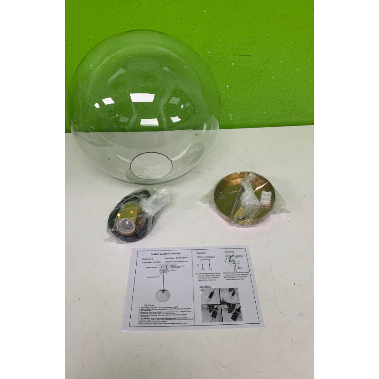 Brikey Spherical Clear Glass Ball Pendant Light Gold Head Glass - Selzalot