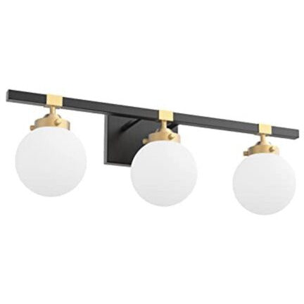 Tipace Mid Century Modern Bathroom Vanity Light Fixtures 3 Lights Milky White Glass Shades Black/Golden Bathroom Light Fixture(Exclude Bulb) - Selzalot