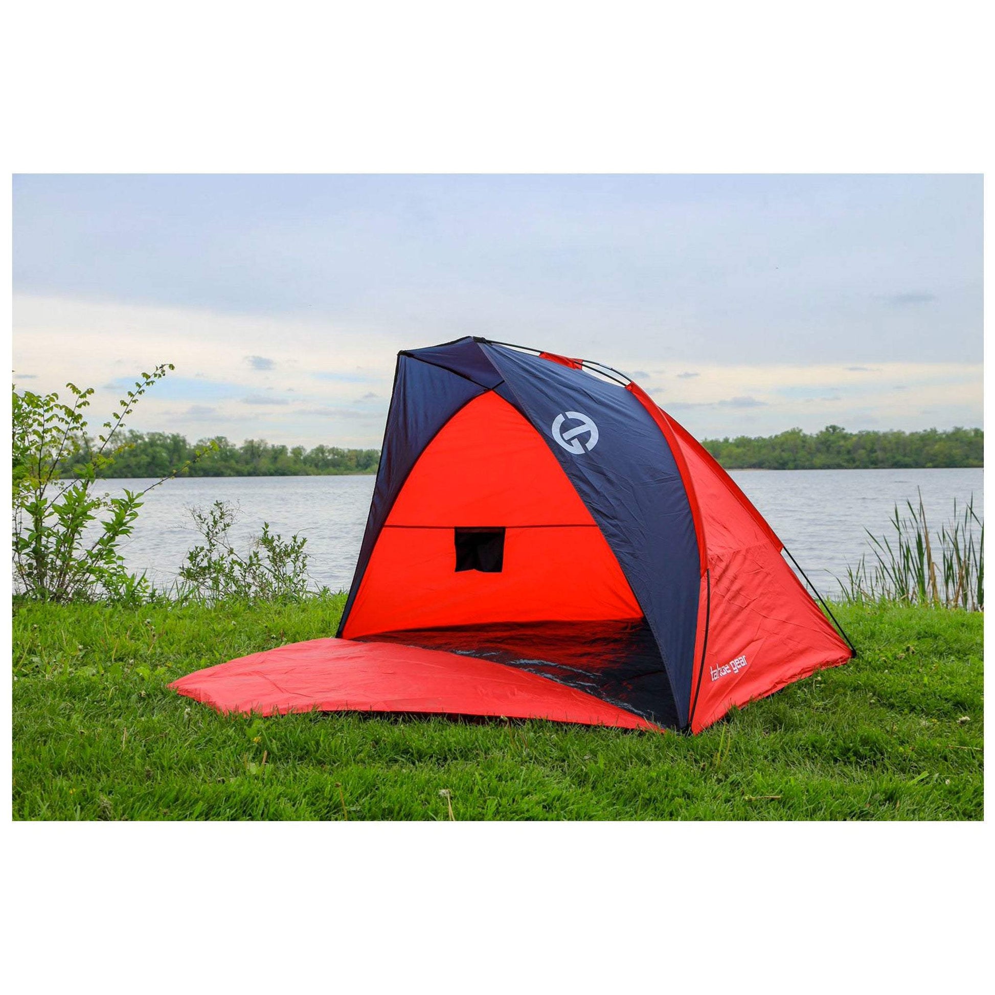 Tahoe Gear Cruz Bay Summer Sun Shelter and Beach Shade Tent Canopy - Coral Red - Selzalot