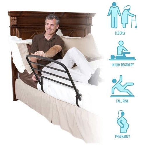 Stander 30" Safety Bed Rail with Padded Pouch, Folding Bedside Safety Guard Rail for Adults, Seniors, and Elderly, Under Mattress Bed Safety Handle for Home, Fits Most King, Queen, Full, and Twin Beds - Selzalot