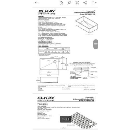 Elkay ECTRU30179RDBG Crosstown Single Bowl Undermount Stainless Steel Sink Kit. 31.5 x 18.5 x 9 inches - Selzalot